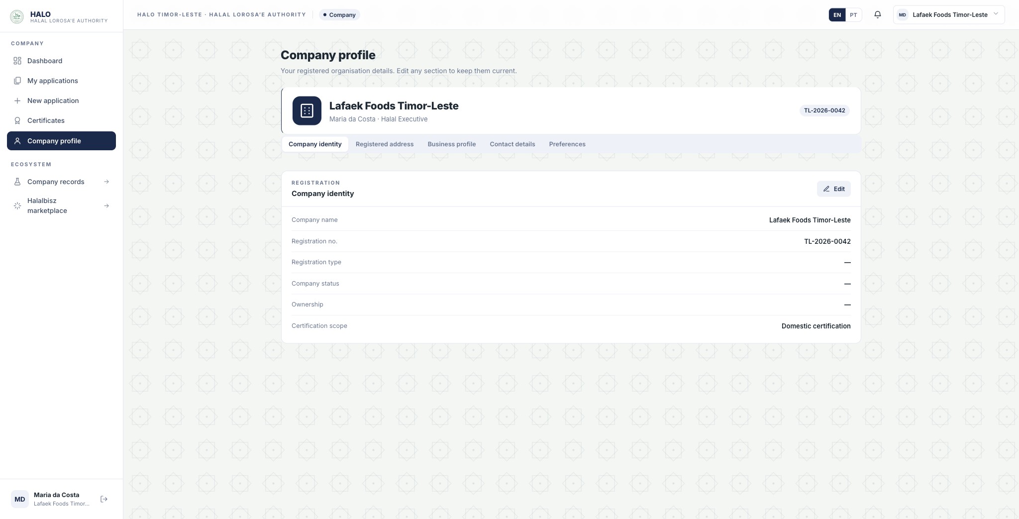 Maintain your company profile